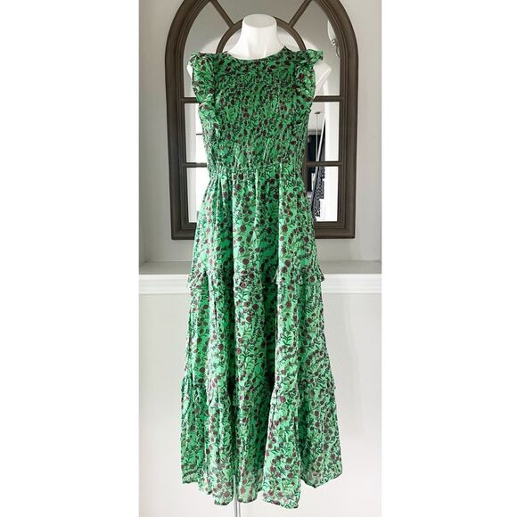 Banjanan Iris Tiered Ruffled Dress, Organic Cotton, NWT, Size L - Picture 6 of 9